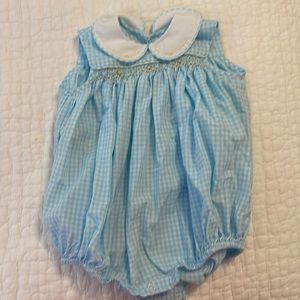 R and N Blue Bubble with smocking. 9M.
